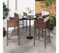 4x Tabourets de Bar avec Coussins Noir Résine Tressée Chaises Comptoir vidaXL