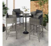 4x Tabourets de Bar avec Coussins Noir Résine Tressée Chaises Comptoir vidaXL