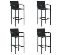 4x Tabourets de Bar Noir Résine Tressée Fauteuils Sièges Pub Comptoir vidaXL