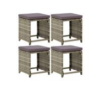 Vidaxl Tabourets De Jardin 4 Pcs Avec Coussins Résine Tressée Gris Gris