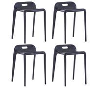 vidaXL 4x Tabourets Empilables Tabouret de Cuisine Tabouret de Salle à Manger Tabouret de Bar Comptoir Bistrot Maison Noir 247281