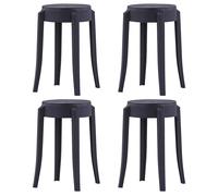 4x Tabourets Empilables Noir Plastique Cuisine Salle à Manger Maison vidaXL