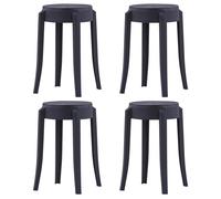 4x Tabourets Empilables Noir Plastique Cuisine Salle à Manger Maison vidaXL