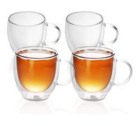 4X Tasse à Café à Double Paroi 150 ML en Crystal Clair - Soufflée à la Bouche isolée pour Latte Macchiato