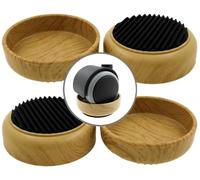 4X Tasses à roulettes/Coupelles en Effet Bois Clair avec Base en Caoutchouc Antidérapant - Protègent Le Sol et Empêchent Les Meubles à roulettes de Bouger - par Lifeswonderful
