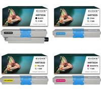 4x toner pour OKI 44-301B 44973536 CMYK = noir + bleu + rouge + jaune | Remplacement pour C301dn C321dn MC332dn MC342dn MC342dnw