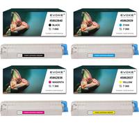 4x toner pour OKI 45-853B 45862840 CMYK = noir + bleu + rouge + jaune | Remplacement pour MC853 MC853dn MC873 MC873dn MC883