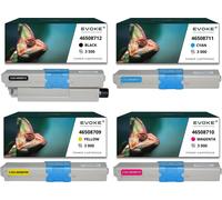4x toner pour OKI C332 46508712 CMYK = noir + bleu + rouge + jaune | Remplacement pour C332DN 332DNw MC332dn 363DN 363DNW MC363N