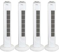 4x Ventilateur de tour BURI | 74cm de hauteur | 3 vitesses | Silencieux 54dB | Minuterie 120 min | Oscillation | Blanc | Compact & puissant | Pour appartement, bureau & maison de vacances