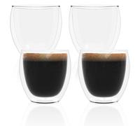 Intirilife 4x verre à expresso transparent à double paroi - Contenance de 80 ml - Verre à café, verre à thé, verre thermo, verre décoratif