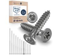 4x Vis à bois tête fraisée en Acier inoxydable Torx V2A vis inox 10x120 pour panneaux d'aggloméré Bois Filetage partiel 10mm fort 120mm long 4 pièce en acier A2