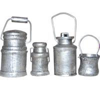 4x vVaisselle à lait argentée / hauteur:4 cm / peinte à la main / figurines de crèche détaillées - Noël Table Décoration Accessoires de crèche