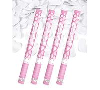 4x XXL (60 cm) canon à confettis Party Popper Streamer ®Ornement automatique (cœurs blancs)