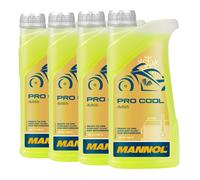 4x1 Litre Mannol Pro Cool Liquide de Refroidissement Jaune Antigel Moto Scooter