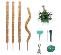 4x100cm Tuteur Monstera - Tuteurs Plante Grimpante Coco Flexible - Tuteur Plante avec Corde de Jute et Fermeture Autoagrippante - Convient à la Croissance de la Monstera et d'autres Grimpantes
