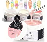 4x15ml Gel Construction Ongle UV, Builder Gel Ongles, Gels de Construction Ongle pour Renforcement, Extension et Nail Art Manucure DIY, Idéal pour le nail art DIY et la manucure professionnelle