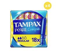 4x18 Tampax Pearl Compak Régulier Tampons Applicateur