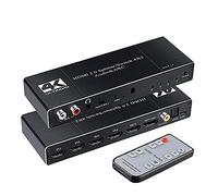 4x2 HDMI Switcher Splitter,4x2 HDMI 2.0 Audio & commutateur Arc Répartiteur de Commutation HDMI 4 en 2 Sorties avec Port Optique coaxial 3,5 mm L/R avec télécommande IR