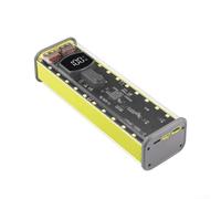 4x21700 Boîtier d'alimentation pour batteries au lithium plates - Boîtier en ABS transparent avec double sortie USB-C PD 22,5 W, écran LED et design modulaire réutilisable (orange amélioré)