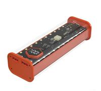 4x21700 Boîtier d'alimentation pour batteries au lithium plates - Boîtier en ABS transparent avec double sortie USB-C PD 22,5 W, écran LED et design modulaire réutilisable (orange)