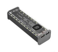 4x21700 Boîtier de batterie externe pour batteries au lithium plates - Boîtier en ABS transparent avec double sortie USB-C PD 22,5 W, écran LED et design modulaire réutilisable (noir)