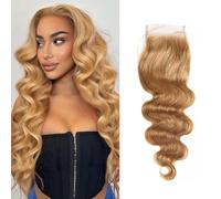 4X4 Closure Human Hair 25,4 cm Body Wave Transparent 44 Lace Closure Human Hair Only 12A 100 % non traités brésilien Vierge Remy 150 % Densité Free Part Pre Plucked With Babyhair #27 Color