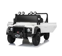 4x4 électrique enfants 12V Land Rover Defender 110 SVX, Blanche, transmission, batterie lithium, voiture électrique enfants télécommande 2,4 GHz, USB/Aux/Bluetooth, phares LED, 3-7 ans, 4x 25 W moteur