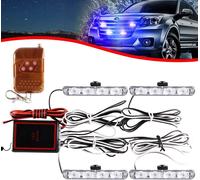4x4 Led 4 En 1 Stroboscopique Avertissement Dc12v Urgence Clignotant Balise Lampe Sans Fil À Distance Stroboscope Lumière Urgence Lumière Externe Pour Camion Remorque Caravane (Bleu)