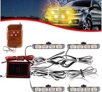 4x4 Led 4 En 1 Stroboscopique Avertissement Dc12v Urgence Clignotant Balise Lampe Sans Fil À Distance Stroboscope Lumière Urgence Lumière Externe Pour Camion Remorque Caravane (Ambre)