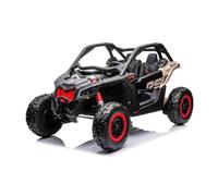 Buggy électrique Enfants 12V 2 Places à chevaucher Can-am Maverick, Noire, Suspension Avant et arrière, 4x4 Voiture électrique télécommande 2,4 Ghz, Batterie Portable, 4 Moteurs 35 W
