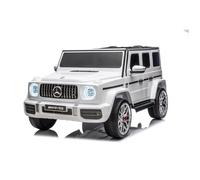 4x4 Voiture électrique enfant 2 places Mercedes-Benz G63 AMG sous licence, blanche, MP3/USB/AUX/Bluetooth, batterie lithium