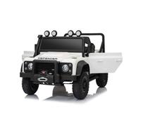 4X4 Voiture électrique enfants 12V Land Rover Defender 110 SVX, blanche, télécommande 2,4 GHz, USB/Aux/Bluetooth, batterie lithium