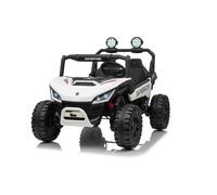 4X4 Voiture électrique enfants T-REX Ride 2 places, 24V, blanche, MP3/USB/AUX, batterie au lithium, télécommande 2.4 GHz, phares