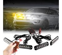 4x6 LED Voiture D'urgence Stroboscopique Balise S'allume 4 en 1 Montage en Surface Grill Lumière Avertissement Lumière Externe Avec Télécommande Sans fil Pour Camion Remorque DC12V Ambre&Blanc