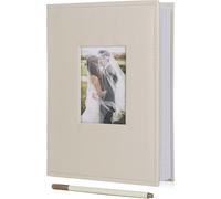 4x6 Photo Album with Writing Space Leather Cover Picture Book for Wedding Family Baby Birthday Holiday (Beige)