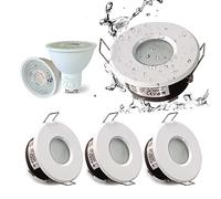 4xSweier Blanc Encastrable Spot LED 5W, Spot étanche IP65 6000K Blanc Froid, Éclairage Plafond Encastré pour salle de bains, cuisine, salon, couloir(incl. Douille GU10)