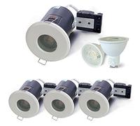 4XSweier Downlights LED Blanches Résistantes Au Feu, Projecteur IP65 Étanche, 5W 6000K Plafonniers Encastrés Blanc Froid, 90 Minutes Fire Rated 230V Spot, Découpe 70mm