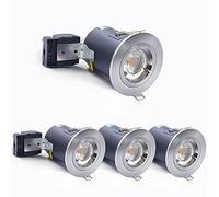 4XSweier Spotlights Encastrés LED GU90 Classés 90 Minutes Résistants au Feu, IP20, en Nickel Satin, avec Boîte de Jonction pour Douille GU10 230V, pour Plafond (Ampoule Non Incluse)