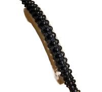 4Yards White Black Pearl Beaded Lace Fabric Embroidered Sewing Accessories 1.2CM Wide(Black)