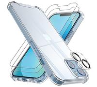 4youquality [4 en 1] Coque pour iPhone 13 avec [Lot de 2 protecteurs d'écran en verre trempé + 1 protecteur d'objectif d'appareil photo], protection contre les chutes d'airbag, coque de téléphone