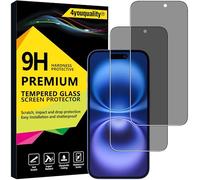 4youquality LifetimeSupport Lot de 2 films de protection d'écran anti-espion pour iPhone 16 (6,1 pouces), anti-espion, anti-rayures, anti-espion