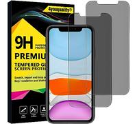 4youquality Lot de 2 films de protection d'écran anti-espion en verre trempé pour iPhone 11 et XR 6,1", résistant aux chocs, anti-rayures