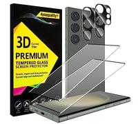 4youquality Lot de 2 films protecteurs d'écran 4 en 1 pour Samsung Galaxy S23 Ultra avec protecteur d'objectif d'appareil photo, film en verre trempé, résistant aux chocs, anti-rayures, ultra