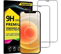 4youquality Lot de 2 films protecteurs d'écran pour iPhone 12 et iPhone 12 Pro (6,1 pouces), film en verre trempé, résistant aux chocs, anti-rayures et anti-éclatement
