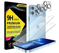 4youquality Lot de 2 protections d'écran pour iPhone 13 Pro Max avec protection d'objectif d'appareil photo, film en verre trempé, résistant aux chocs, anti-rayures, anti-éclats, ultra transparent