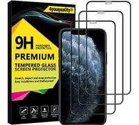 4youquality Lot de 3 films protecteurs d'écran en verre trempé pour iPhone 11 Pro, iPhone XS et iPhone X [Couverture complète]