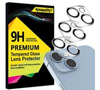 4youquality [Lot de 3 protecteurs d'objectif d'appareil photo pour iPhone 14 (6,1") et iPhone 14 Plus (6,7"), verre trempé 9H, [LifetimeSupport] [Compatible avec les coques] [Anti-rayures] [n'affecte
