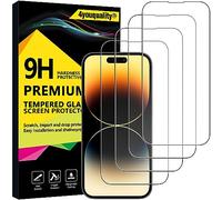 4youquality [Lot de 4] [Couverture complète] Protecteur d'écran pour iPhone 14 Pro (6,1 pouces), film en verre trempé, [LifetimeSupport] [Protection contre les chocs] [Anti-éclats] [Anti-rayures]