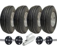 5.00-10 High Speed Twin Axle Trailer Kit Road Legal Wheels, Axles & Hitch 750kgs