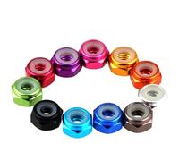 5/10/15 pièces M2 M2.5 M3 M4 M5 M6 écrou hexagonal de verrouillage en aluminium multicolore anodisé écrou autobloquant,Bleu clair,M6-10 Pièces